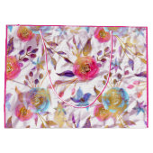 Elegant waterverf florale roze en wit groot cadeauzakje (Achterkant)