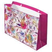 Elegant waterverf florale roze en wit groot cadeauzakje (Achterkant Gekanteld)