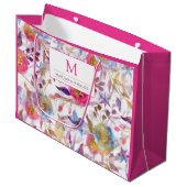 Elegant waterverf florale roze en wit groot cadeauzakje (Voorkant Gekanteld)