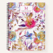 Elegant waterverf florale roze en wit notitieboek (Voorkant)