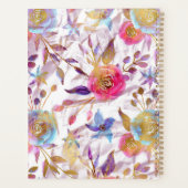 Elegant waterverf florale roze en wit planner (Achterkant)