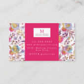 Elegant waterverf florale roze en wit visitekaartje (Achterkant)