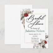 Elegant waterverf florale suspensie in rood en nev kaart (Voorkant / Achterkant)