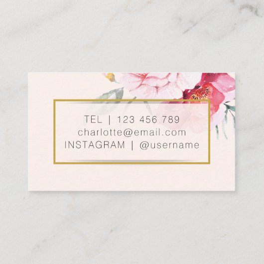 Elegant waterverf florale Visitekaartje (Achterkant)