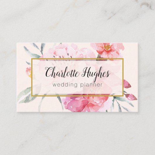 Elegant waterverf florale Visitekaartje (Voorkant)