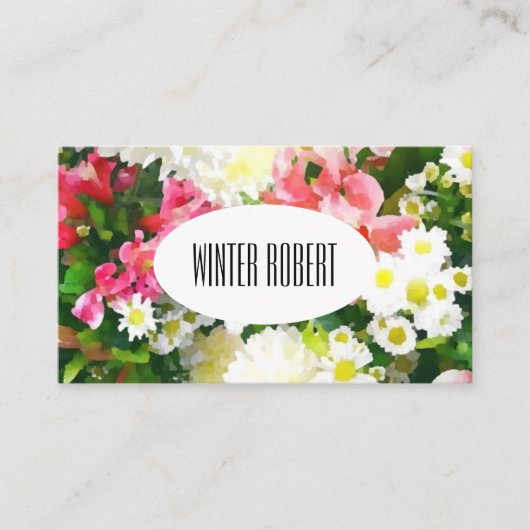 Elegant waterverf florale visitekaartje (Voorkant)