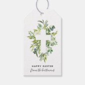 Elegant Waterverf Florals en Cross Easter Cadeaulabel (Voorkant)