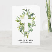Elegant Waterverf Florals en Cross Easter Feestdagen Kaart (Voorkant)