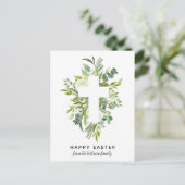Elegant Waterverf Florals en Cross Easter Feestdagenkaart (Staand voorkant)