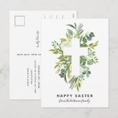 Elegant Waterverf Florals en Cross Easter Feestdagenkaart (Voorkant / Achterkant)