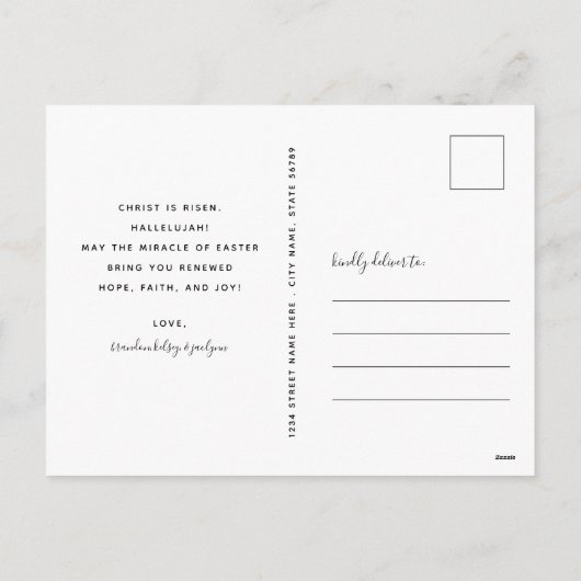 Elegant Waterverf Florals en Cross Easter Feestdagenkaart (Achterkant)