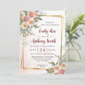 Elegant Waterverf Florals Weddenschap Save The Date (Staand voorkant)