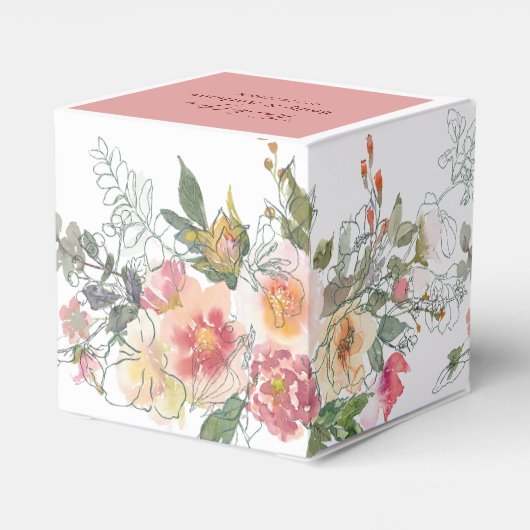 Elegant Waterverf Florals Wedding Favor Box Bedankdoosjes (Achterkant)