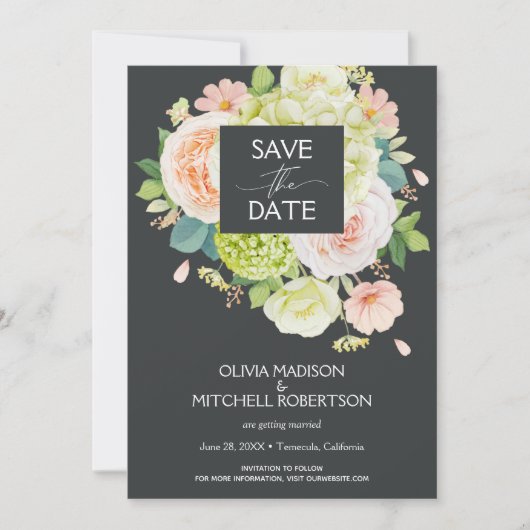 Elegant Waterverf Florals Wedding Save The Date (Voorkant)