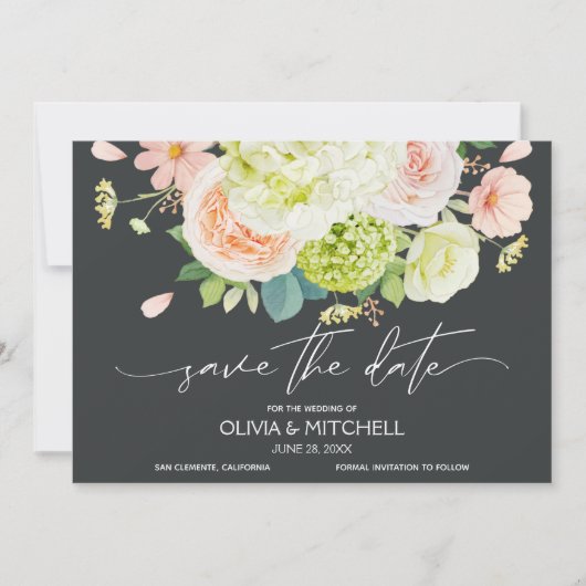 Elegant Waterverf Florals Wedding Save The Date (Voorkant)