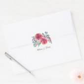 Elegant Waterverf Florals Wedding Vierkante Sticker (Envelop)