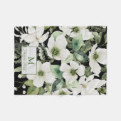 Elegant waterverf floranje zwart-wit fleece deken (Voorkant (Horizontaal))