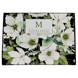 Elegant waterverf floranje zwart-wit groot cadeauzakje