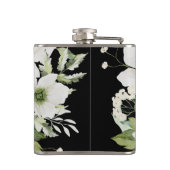 Elegant waterverf floranje zwart-wit heupfles (Achterkant)