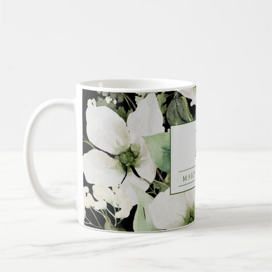 Elegant waterverf floranje zwart-wit koffiemok (Links)
