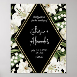Elegant waterverf floranje zwart-wit poster
