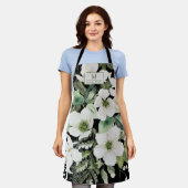 Elegant waterverf floranje zwart-wit schort (Gedragen)