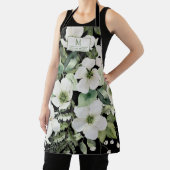 Elegant waterverf floranje zwart-wit schort (Insitu)