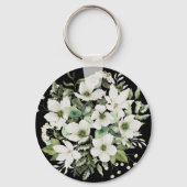 Elegant waterverf floranje zwart-wit sleutelhanger (Achterkant)