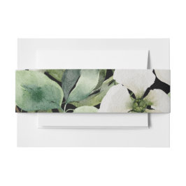 Elegant waterverf floranje zwart-wit uitnodigingen wikkel