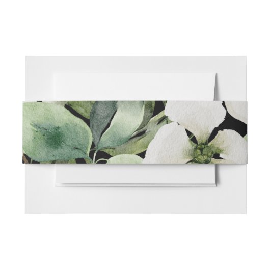 Elegant waterverf floranje zwart-wit uitnodigingen wikkel (Voorkant Voorbeeld)