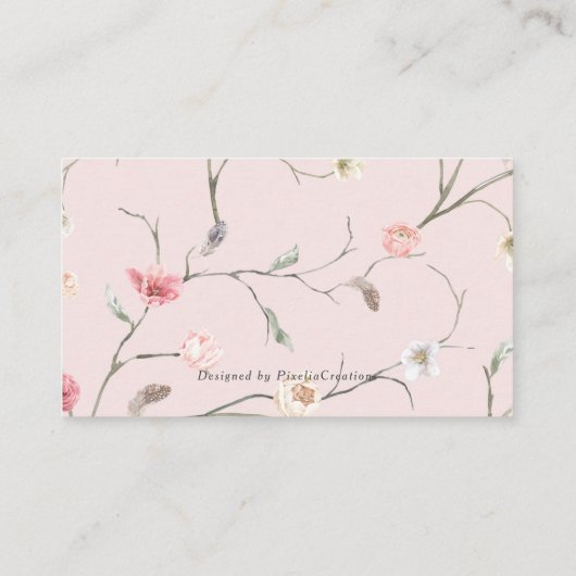 Elegant waterverf floreel recept voor bruid informatiekaartje (Achterkant)