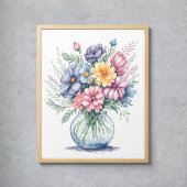 Elegant Waterverf Flower Bouquet Wildbloemen Art Poster