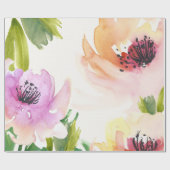 Elegant Waterverf Flowers Cadeaupapier (Vlak)