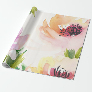 Elegant Waterverf Flowers Cadeaupapier