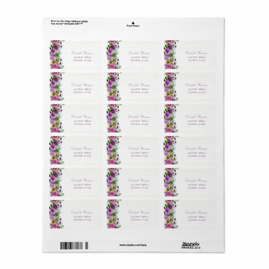 Elegant Waterverf Flowers, Chic Etiket (Full Sheet)