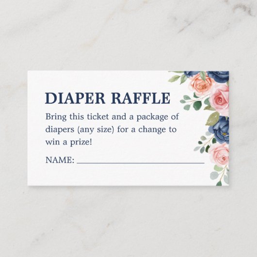 Elegant Waterverf Flowers Diaper Raffle Ticket Informatiekaartje (Voorkant)