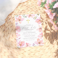 Elegant Waterverf Flowers First Heilige Communie