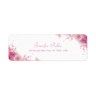 Elegant Waterverf Flowers Handgeschreven Script-te Etiket