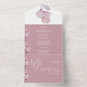 Elegant Waterverf Flowers in Blush Violet All In One Uitnodiging (Binnen)