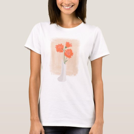Elegant Waterverf Flowers in Vase T-shirt (Voorkant)