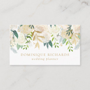 Elegant Waterverf Flowers met Faux Gold Foil Visitekaartje