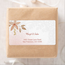 Elegant Waterverf Flowers Monogrammed Lace Etiket