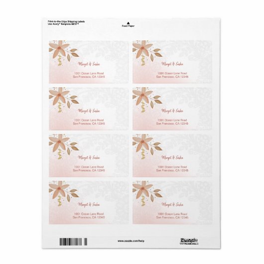 Elegant Waterverf Flowers Monogrammed Lace Etiket (Full Sheet)