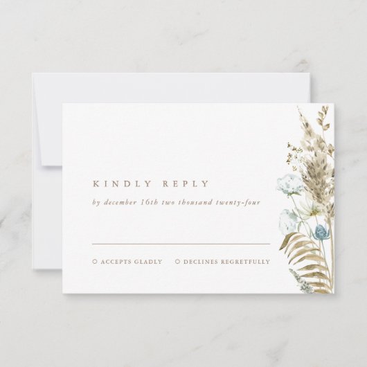 Elegant Waterverf Flowers Pampas Grass RSVP Card (Voorkant)