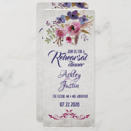 Elegant Waterverf Flowers Rehearsal Dinner Kaarten