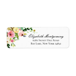 Elegant Waterverf Flowers Return Address Label