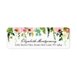 Elegant Waterverf Flowers Return Address Label
