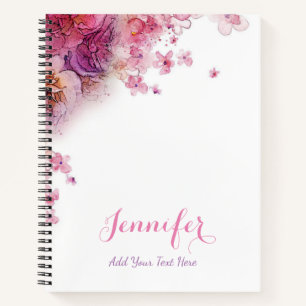 Elegant Waterverf Flowers Rozen Sjabloon Moderne Notitieboek