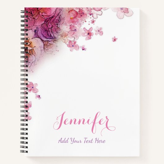 Elegant Waterverf Flowers Rozen Sjabloon Moderne Notitieboek (Voorkant)