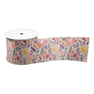 Elegant Waterverf Flowers Satin Ribbon Satijnen Lint